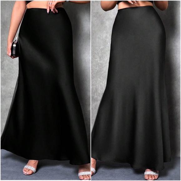 Luxe Satin Zipper Minimalist Maxi Skirt - Picture 6 of 6